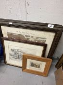 Anton Lock Ponies in a Field pencil/watercolour. Approx 7½ins. x 11½ins. Plus a pair of 19th cent.