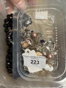 Jewellery: White metal two necklets, two cameo brooches, cameo ring, eight pairs of earrings,
