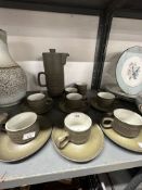 Denby Chevron coffee set designed in 1961/2 by Gill Pemberton, glazed stoneware with relief