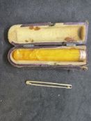 Jewellery: Yellow metal tie pin, tests as 9ct gold. Weight 2.2g. Plus amber cigarette holder