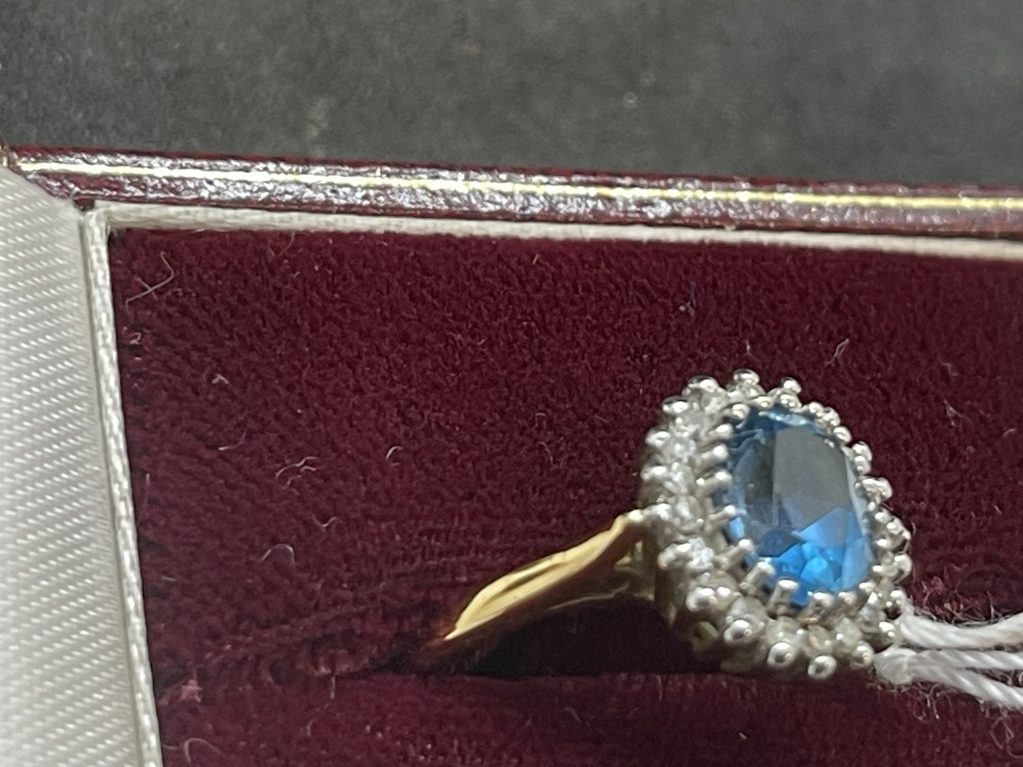 Jewellery: 9ct gold ring central set with an oval cut blue topaz, estimated weight 2.25ct, - Image 2 of 2