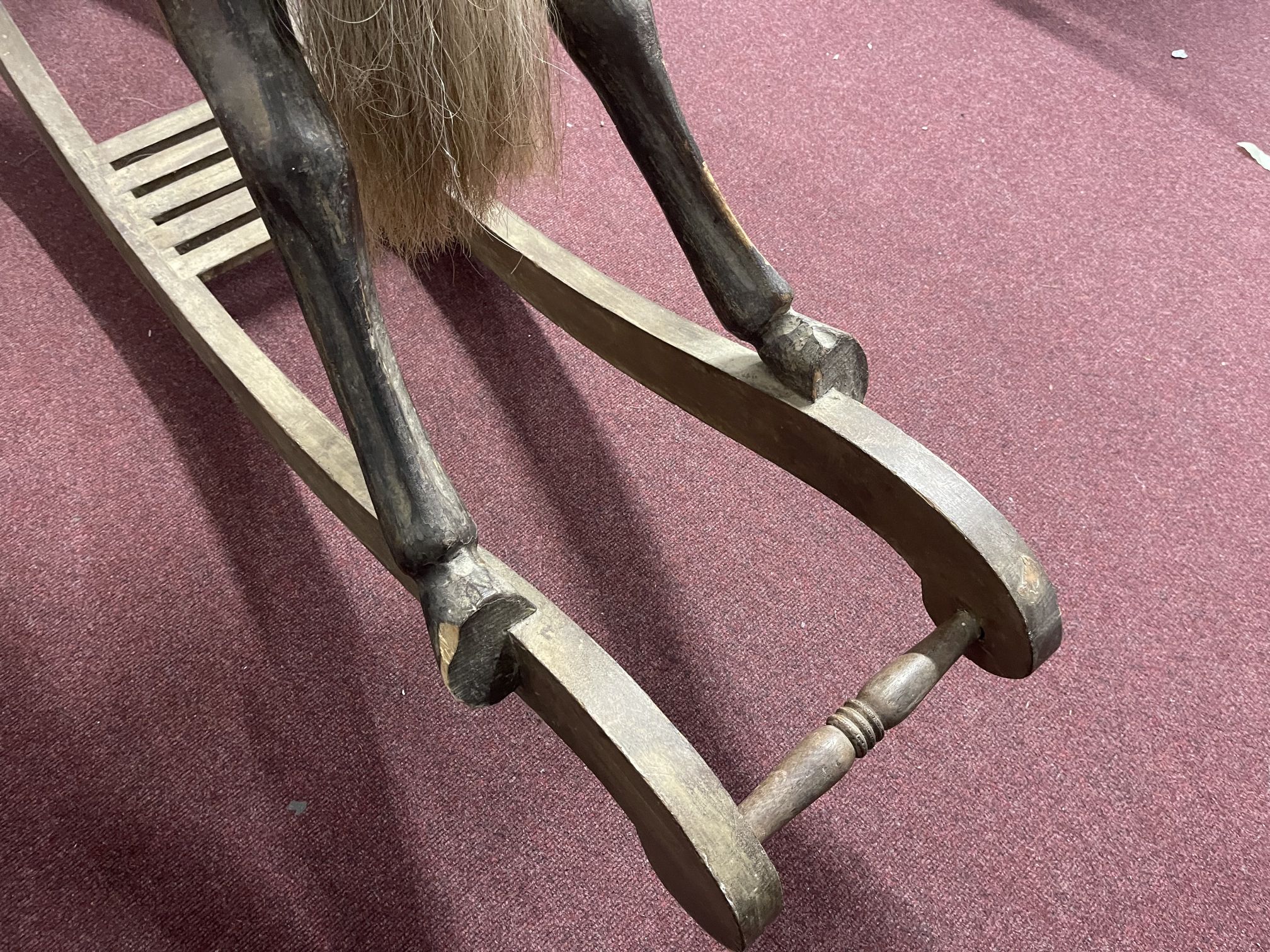 Toys/Pastimes: Late 19th/early 20th cent. Rocking horse of generous proportions, well carved head - Image 4 of 6
