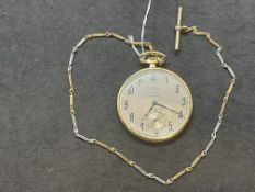 Watches: Gentleman's vest watch Juvenia, 18ct gold case on gold long link chain
