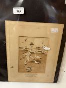 Pen and ink 'The Shoot', signed lower left, unframed. 7ins. x 5ins.