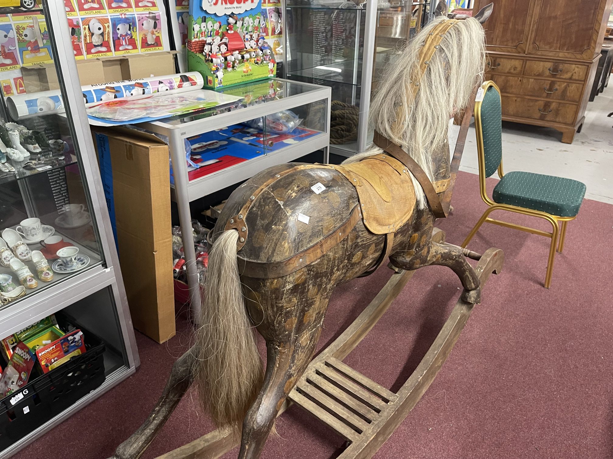 Toys/Pastimes: Late 19th/early 20th cent. Rocking horse of generous proportions, well carved head - Image 3 of 6