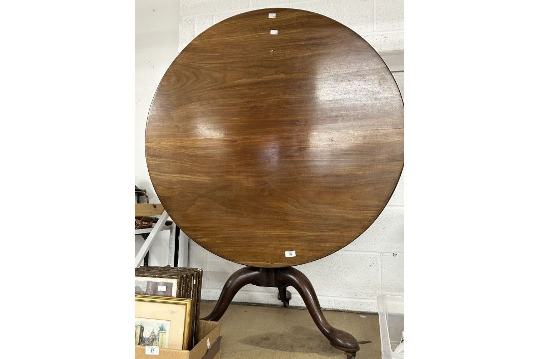 19th cent. Mahogany breakfast table converted to a coffee table on four supports. Plus a 19th - Image 1 of 2