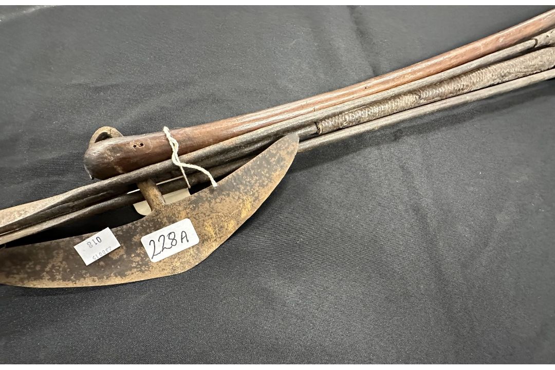 Tribal: 18th/19th cent. Three fighting/stabbing spears and an axe. - Image 2 of 3