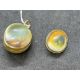 Jewellery: Yellow metal oval hinged locket set with multicoloured agate and an oval brooch - Image 1 of 3