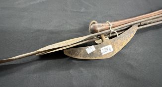 Tribal: 18th/19th cent. Three fighting/stabbing spears and an axe.