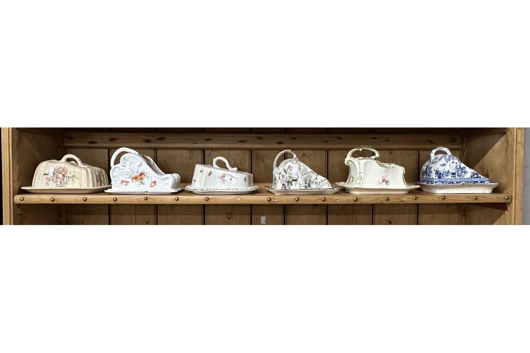 Staffordshire, six medium cheese dishes from various makers including Myott, Booths, etc.