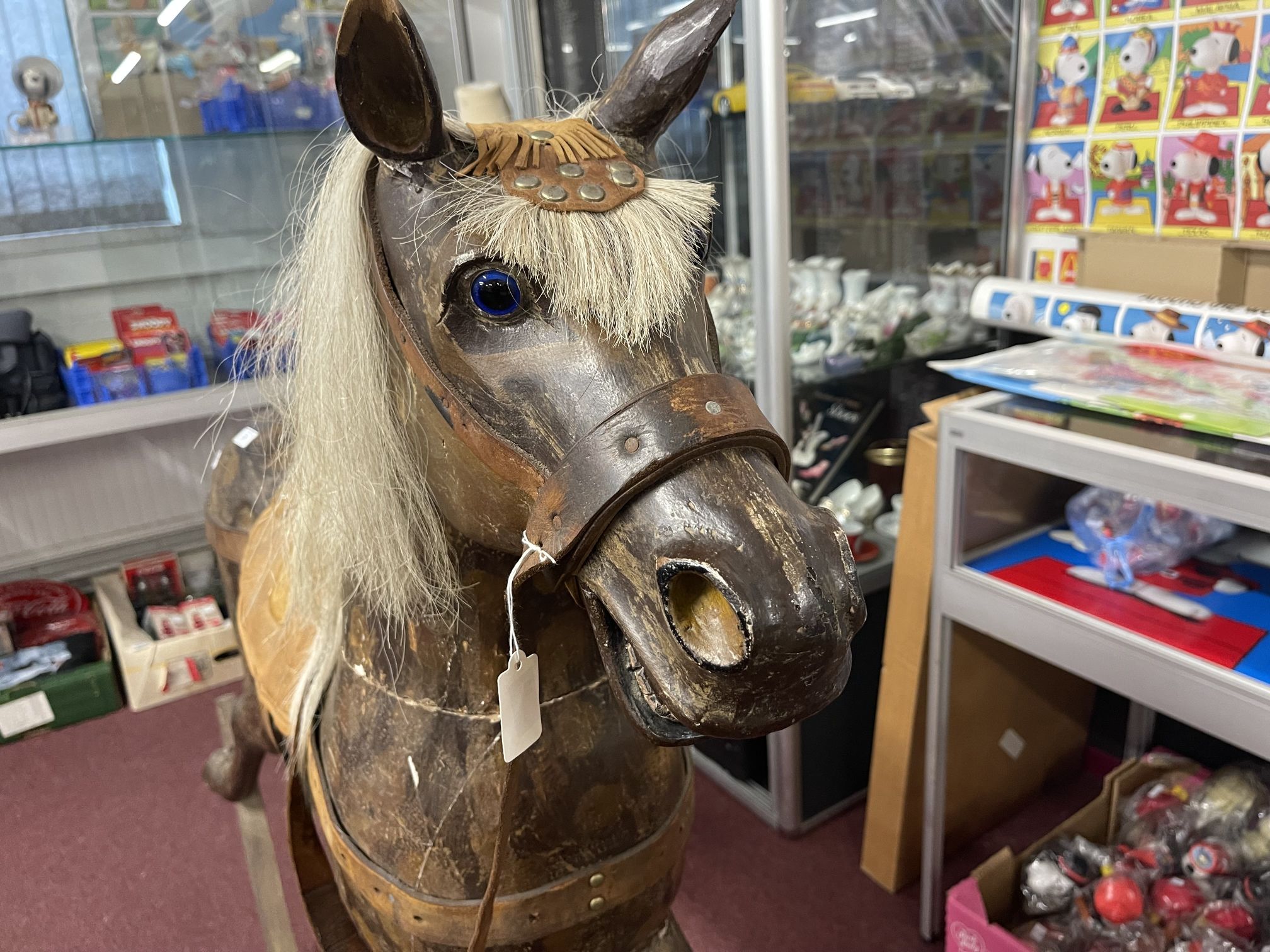 Toys/Pastimes: Late 19th/early 20th cent. Rocking horse of generous proportions, well carved head - Image 2 of 6