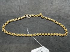 Jewellery: Yellow metal fancy link necklet. Stamped 15ct and tests as such. length 18ins. weight