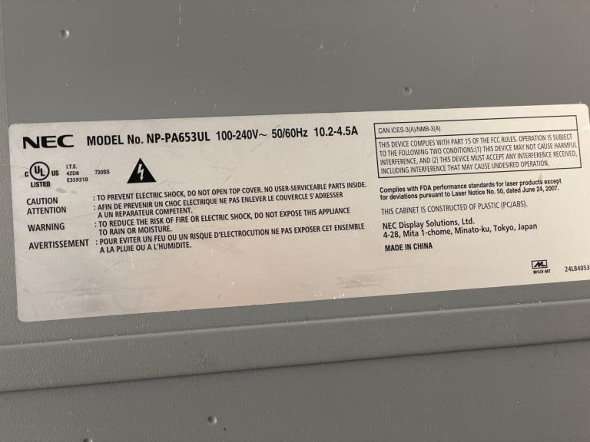 NEC NP-PA653UL 6500-Lumen WUXGA LCD Laser Projector - Image 7 of 7