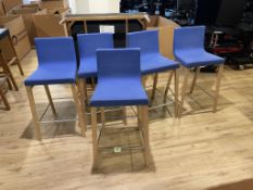 (10qty) Andreu World Lineal Comfort Counter Stools, Blue Fabric
