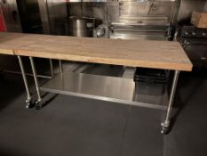 Maple Top Table w/ S.S Base on Wheels 72