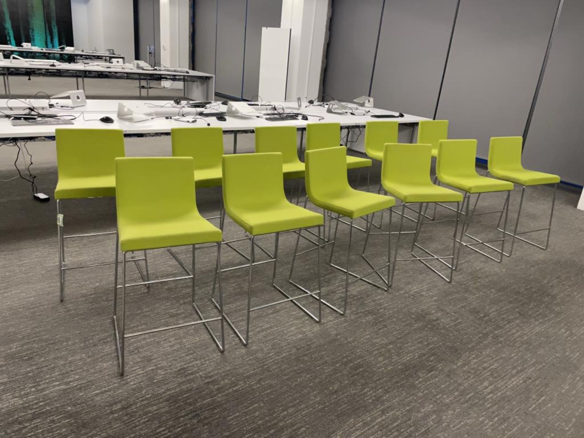 (12qty) Andreu World Lineal Comfort Stools Lime Green