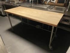 Maple Top Table w/ S.S Base on Wheels 72