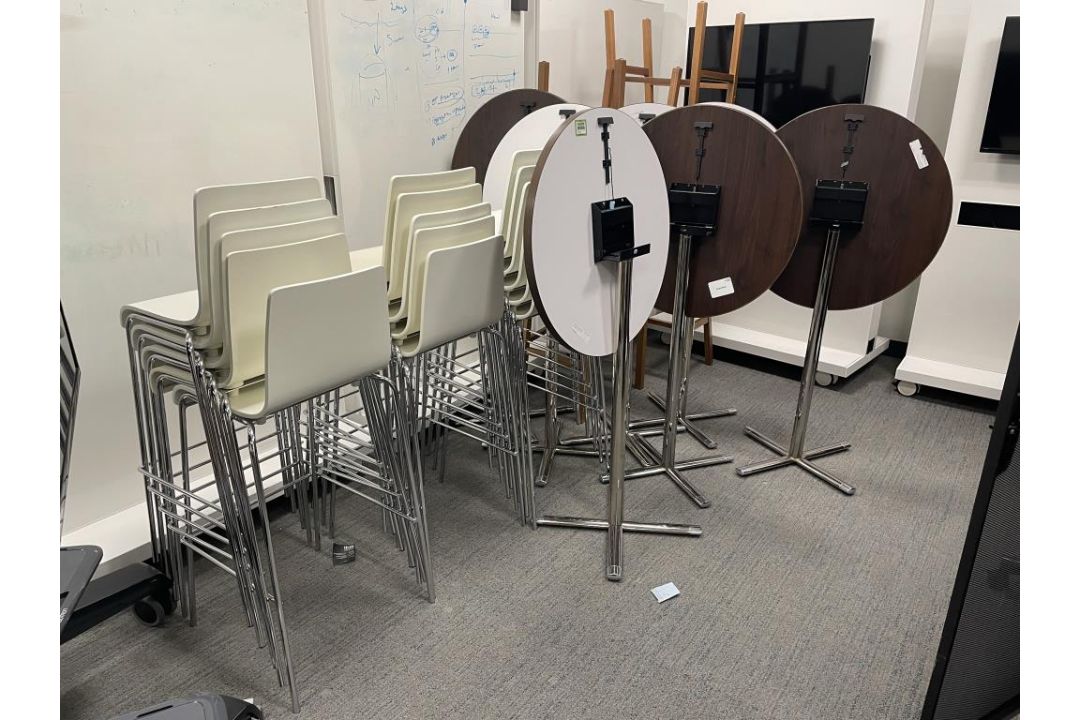 (7qty) Foldable High Top Tables and (16qty) Stools - Image 1 of 5