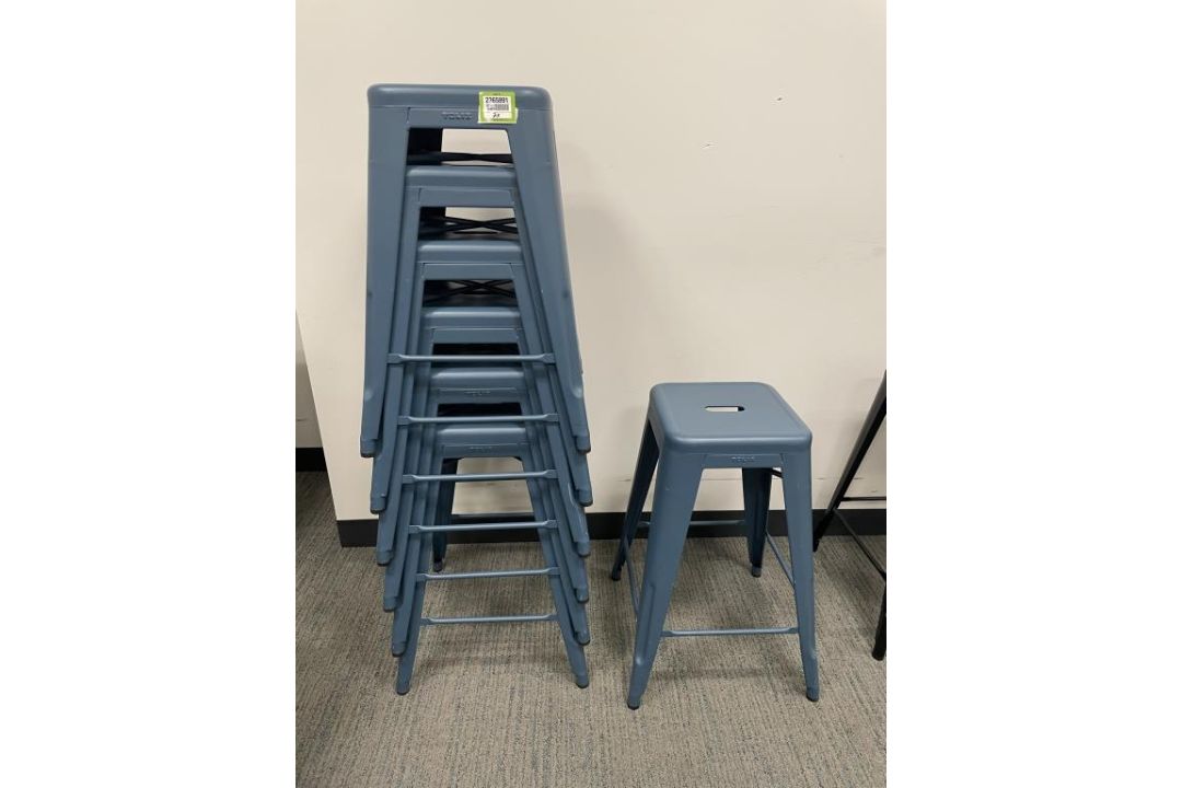 (7qty) Tolix Counter Stools Blue 25"H - Image 1 of 4