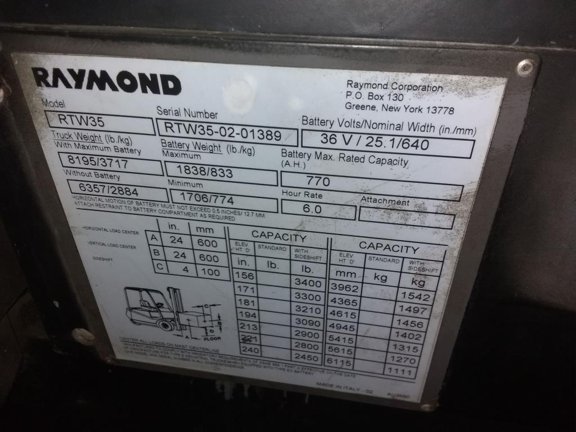 3,500 lb. Capacity 36V Forklift - Image 8 of 8