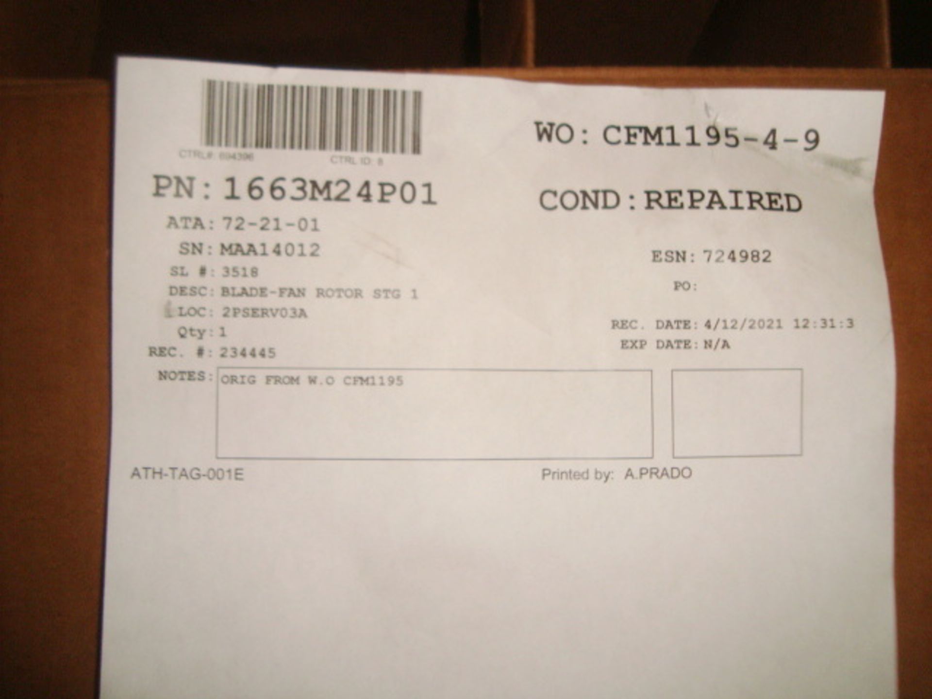 CFM56-3 Blades-Fan Rotor STG 1 - Image 7 of 18