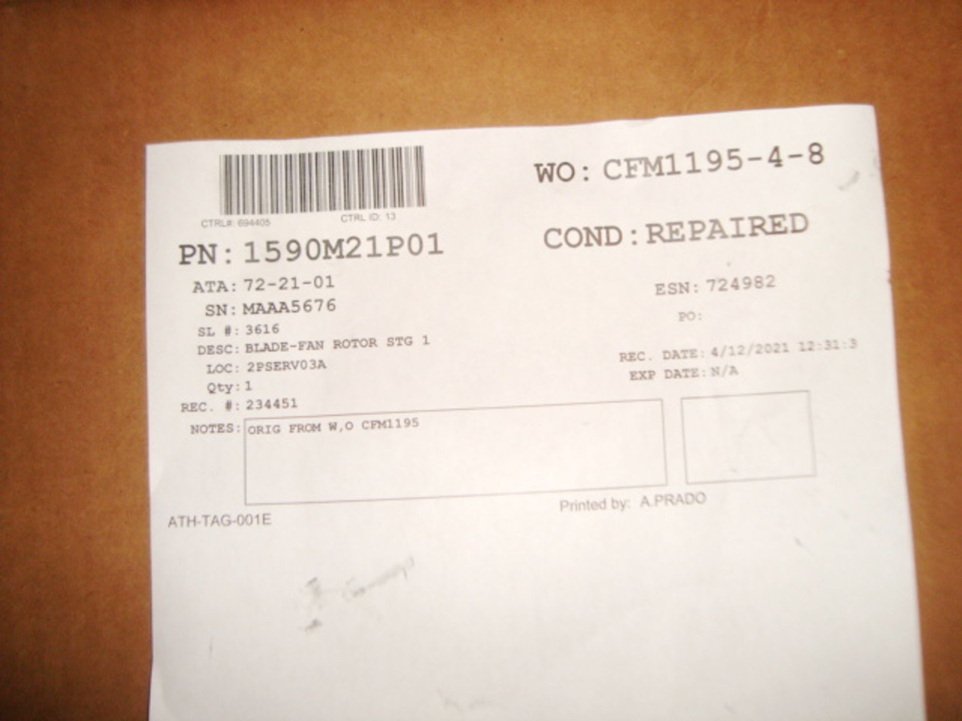 CFM56-3 Blades-Fan Rotor STG 1 - Image 4 of 18