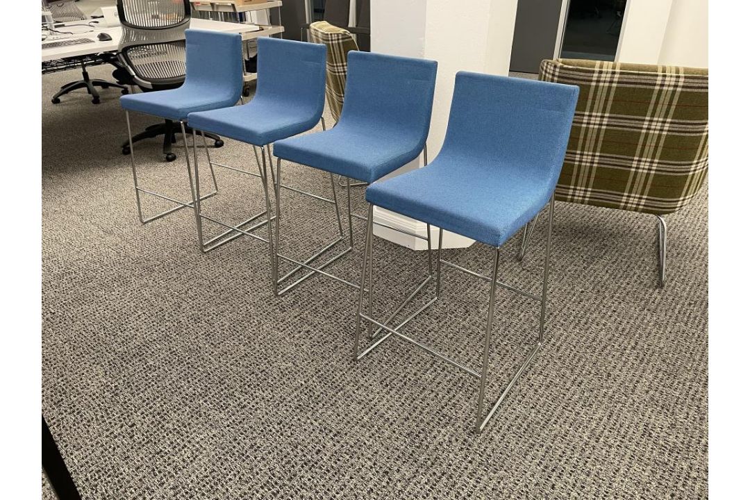 (7qty) Andreu World Lineal Comfort Stools, Blue - Image 1 of 7