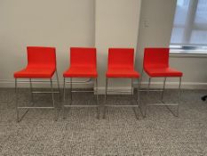 (4qty) Andreu World Lineal Comfort Stools, Red