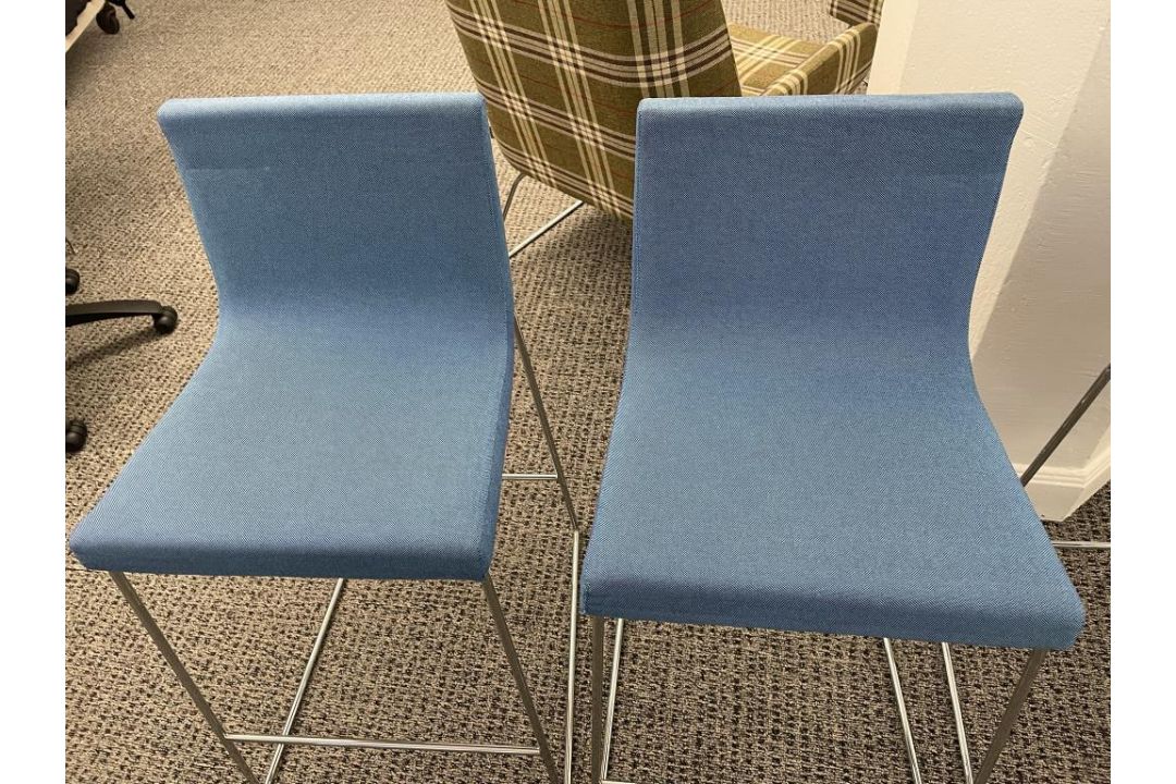 (7qty) Andreu World Lineal Comfort Stools, Blue - Image 4 of 7