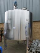 1, Blackwater Engineering 5000 Litre Stainless steel Mixing Tank. Serial No. 5326 (1989) with Agitat