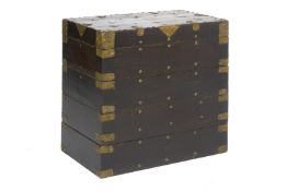 A BRASS BOUND STACKING CHEST