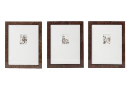 THREE UNATTRIBUTED MINIATURE PEN AND INK STUDIES OF VENICE