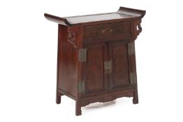 AN ORIENTAL HARDWOOD SIDE CABINET