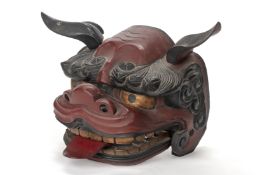 A JAPANESE SHISHIMAI GASHIRA LACQUER MASK