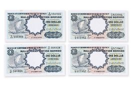 MALAYA & BRITISH BORNEO 1 DOLLAR 1959 PART-CONSECUTIVE (4)