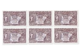 MALAYA GEORGE VI 50 CENTS 1941 PART-CONSECUTIVE (6)