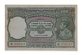 RESERVE BANK OF INDIA GEORGE VI 100 RUPEES 1943