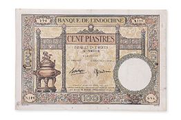 FRENCH INDOCHINA 100 PIASTRES ND 1936-1939