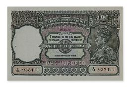 RESERVE BANK OF INDIA GEORGE VI 100 RUPEES 1937