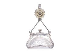 A SILVER PURSE WITH BELT CLIP