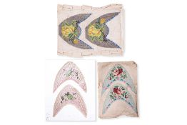 THREE PAIRS OF BEADWORK KASUT MANEK SHOE PANELS