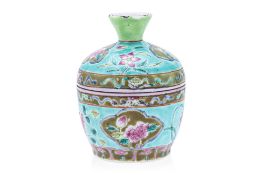 A FAMILLE ROSE TURQUOISE GROUND 'BABY' CHUPU