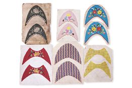 SIX PAIRS OF BEADWORK KASUT MANEK SHOE PANELS