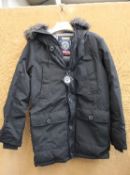 A men's as new Superdry Rookie Down Parka in black (S).