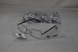 Five pairs of women's Palazzo SP11 C1 50 - 16 -130 silver metal glasses frames with blue sparkle