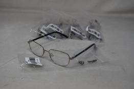 Five pairs of women's Palazzo SP11 C1 50 - 16 -130 silver metal glasses frames with blue sparkle
