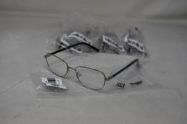 Five pairs of women's Palazzo SP11 C1 50 - 16 -130 silver metal glasses frames with blue sparkle