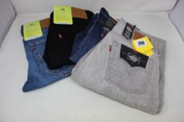 Four as new pairs of Levi's Jeans to include: 2x Levi's Skinny Taper Stretch Jeans (Sizes 33x30
