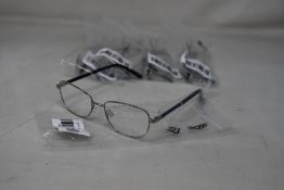 Five pairs of women's Palazzo SP11 C1 50 - 16 -130 silver metal glasses frames with blue sparkle