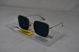 An as new pair of Christian Dior Stellaire1Xs Blue Lens Sunglasses with Gold Frame (EAN: